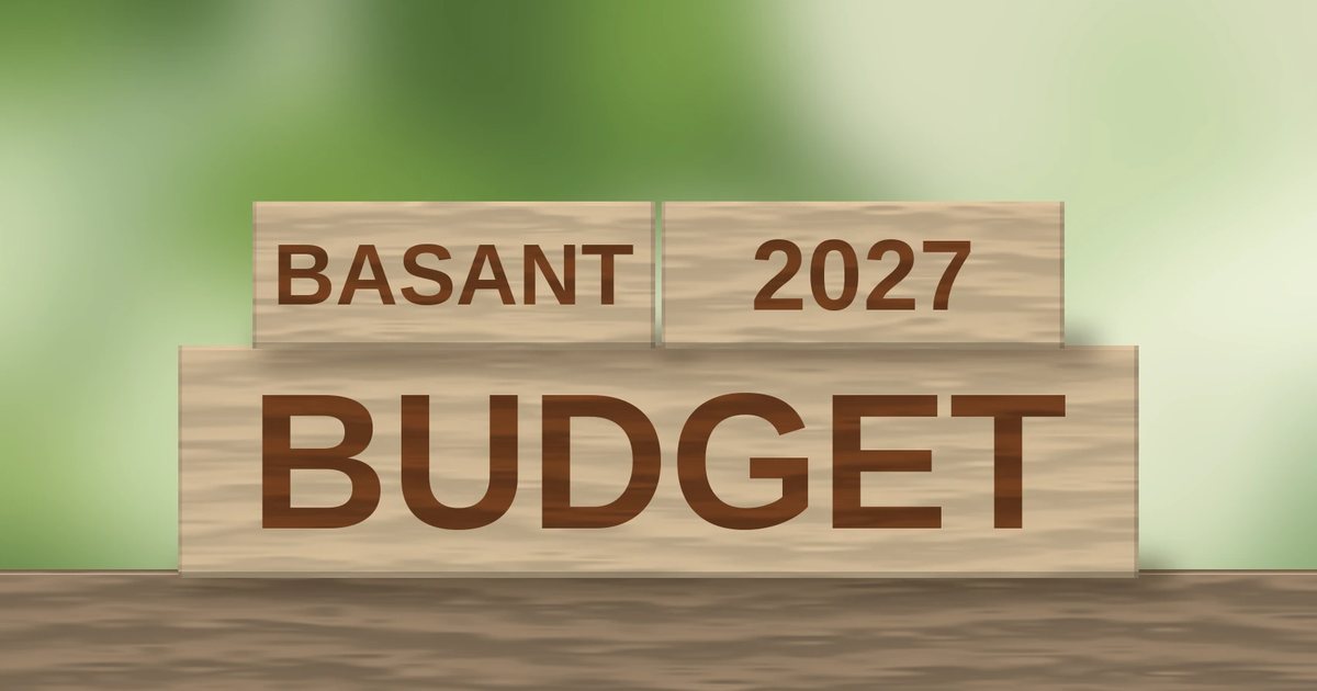 Wooden blocks spelling out Basant 2027 Budget