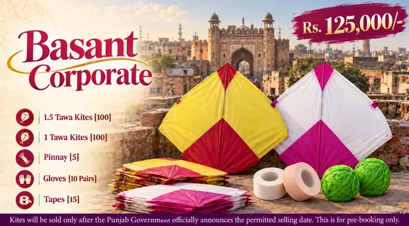 Basant Corporate package, Rs 125,000, kites stacked by the Walled City